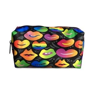 Jason Naylor Zip Rainbow Colorful Lips Kisses Cosmetic Pencil Travel Case Bag